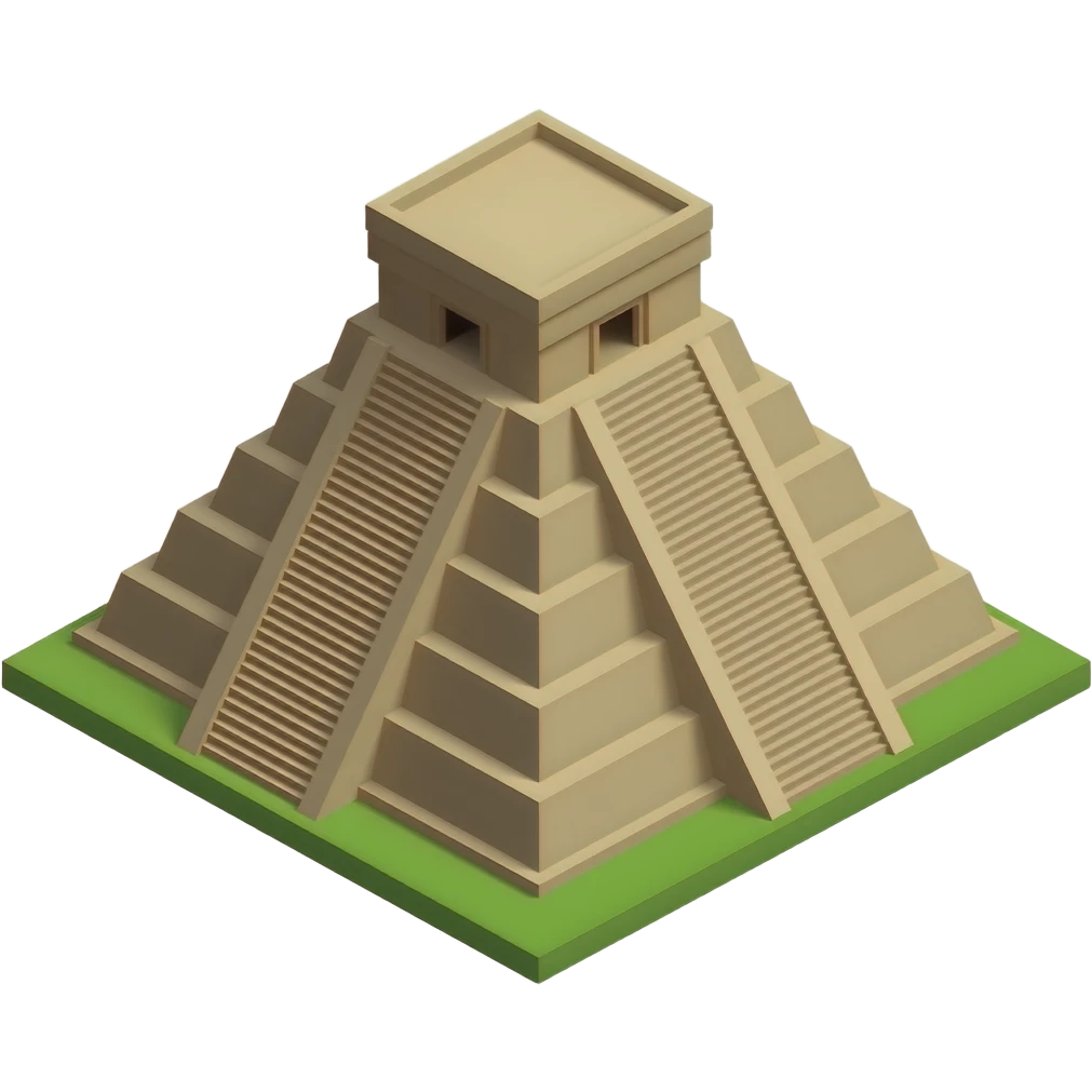 Isometric perspective. maya  pyramid temple emoji. Isolated image without any background or ground around. emoji