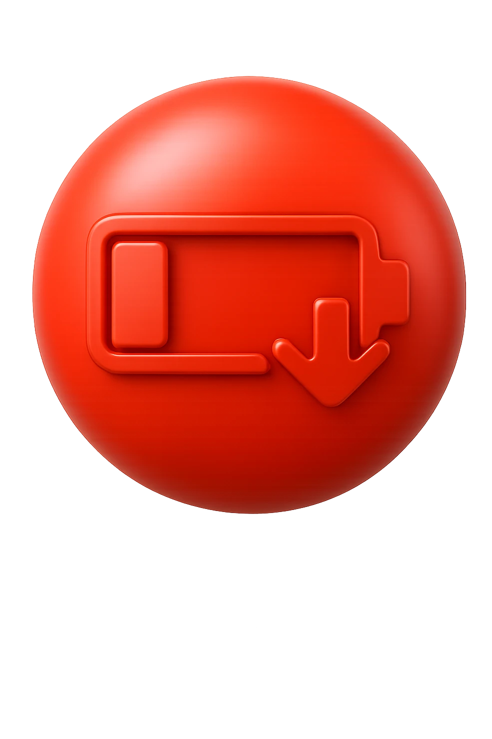 EMOJI STILE IPHONE DI UNA BATTERIA ROSSA SCARICA IN 3D emoji