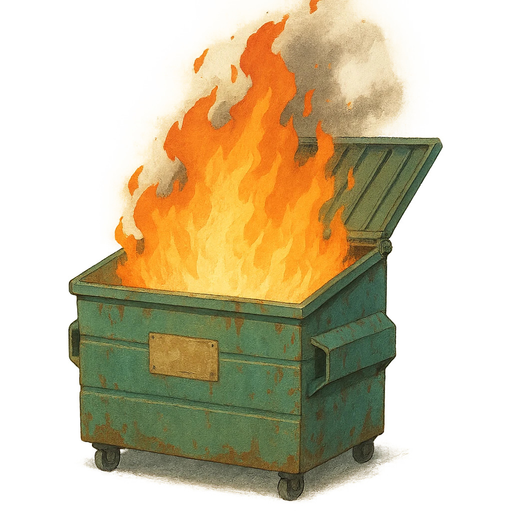 a dumpster fire emoji