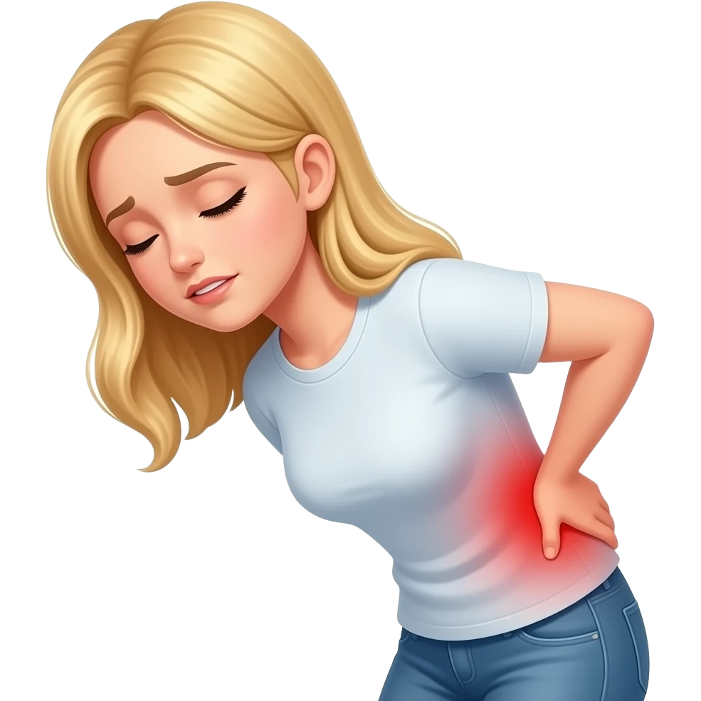 back pain blonde girl emoji