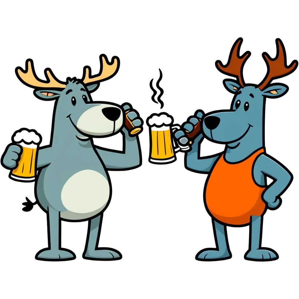 Rocky and bullwinkle drinking beer emoji