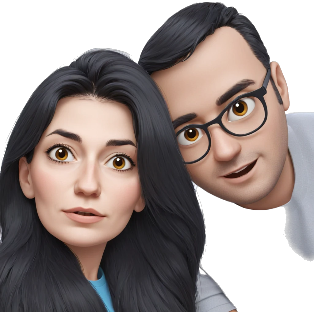 black-haired girl and boy emoji