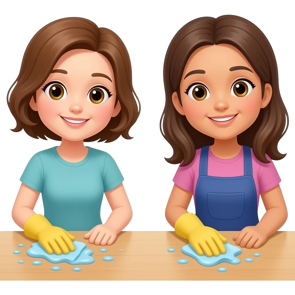 two people cleaning table emoji