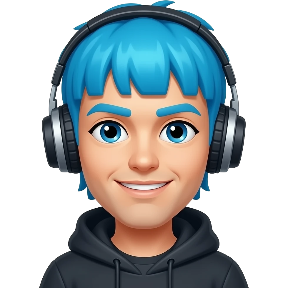 blue hair Dj emoji