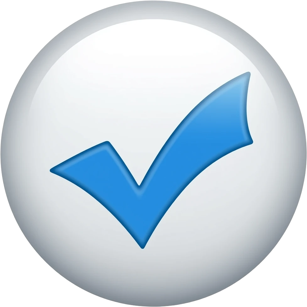 Yuvarlak arka bilanı mavi içinde meyac düz bir tik emoji