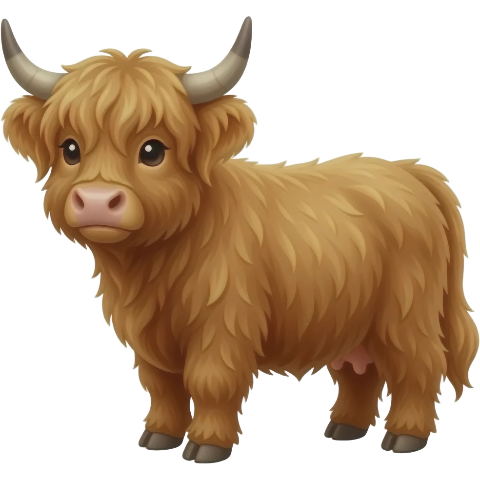 Cute fluffy highland cow emoji