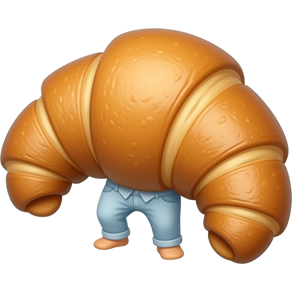 Croissant not wearing pants emoji