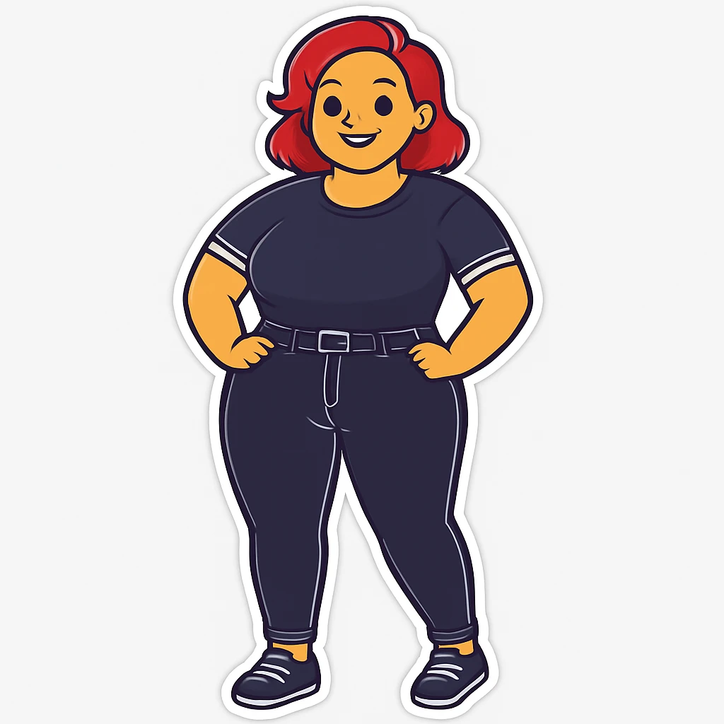Change hair color to red, keep everything else the same, in sticker style. emoji