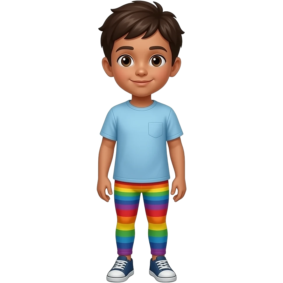 Boy in rainbow leggings emoji