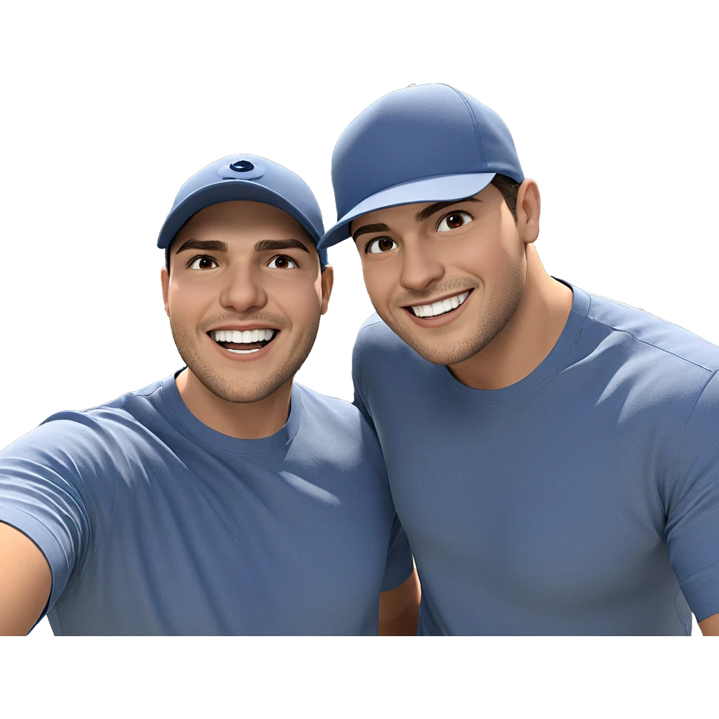 smiling boys in blue shirts emoji