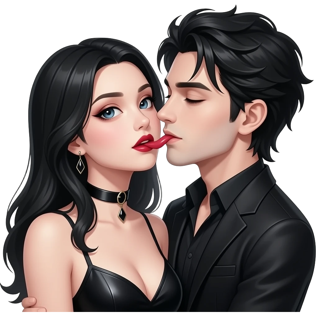 Sexy gothic man licking sexy gothic omans neck emoji