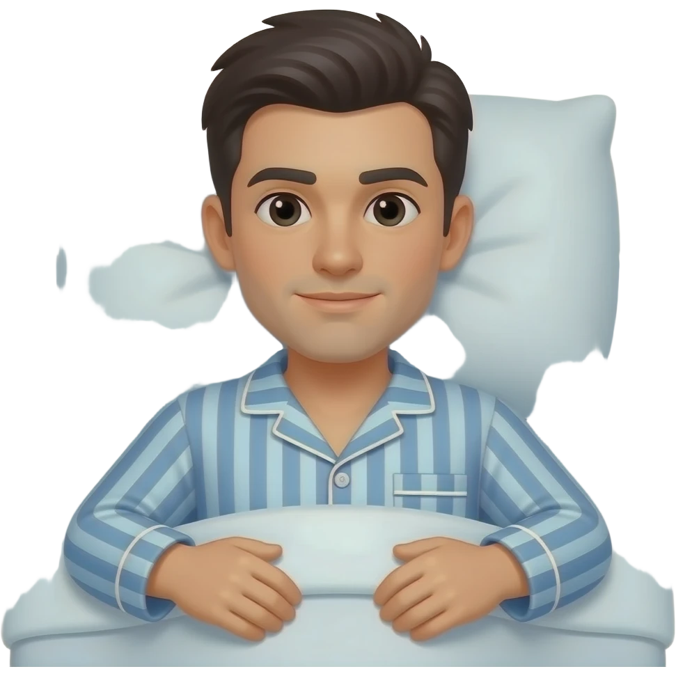 man and dark hair going to bed emoji style dark eyes emoji