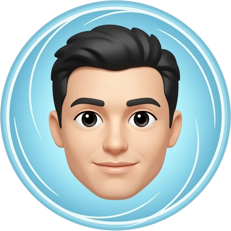 aesthetic portrait emoji, painterly style with swirling background, bold brush strokes, expressive colors, minimal simplified face emoji