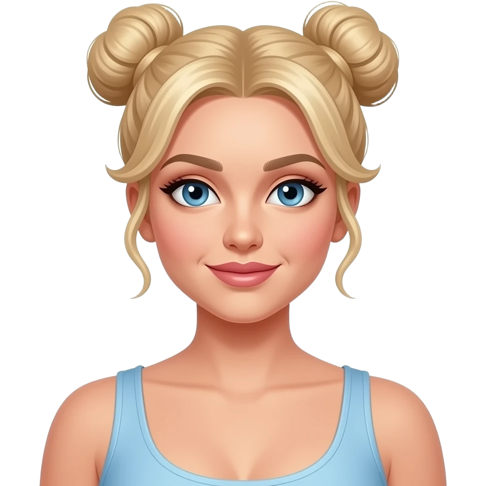 busty blonde woman with two hair buns emoji
