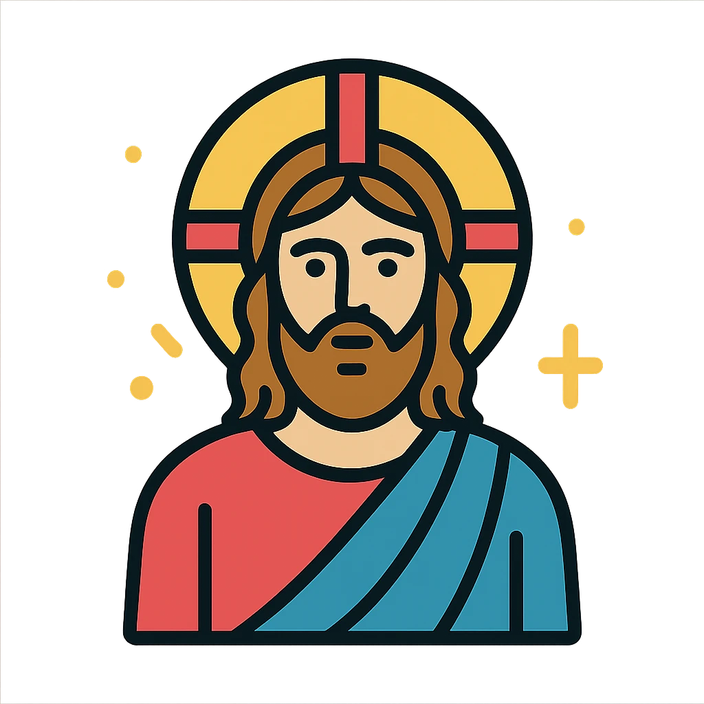 modern icon style Jesus with clean lines, gold accents, abstract background emoji