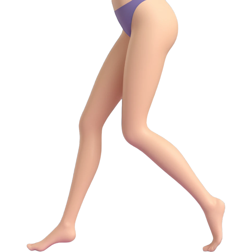 3D emoji style human leg, side view, simple and expressive, neutral skin tone emoji