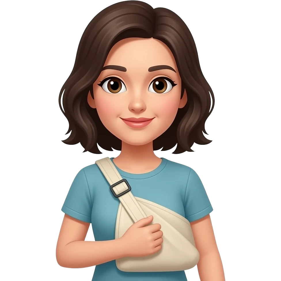 Woman wearing sling on right arm emoji