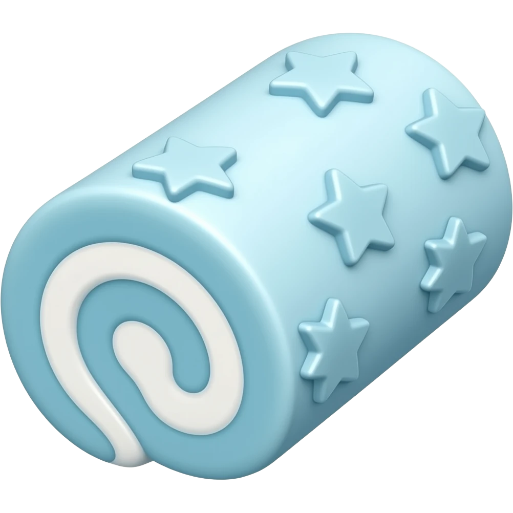 Light blue starry light blue cake roll emoji