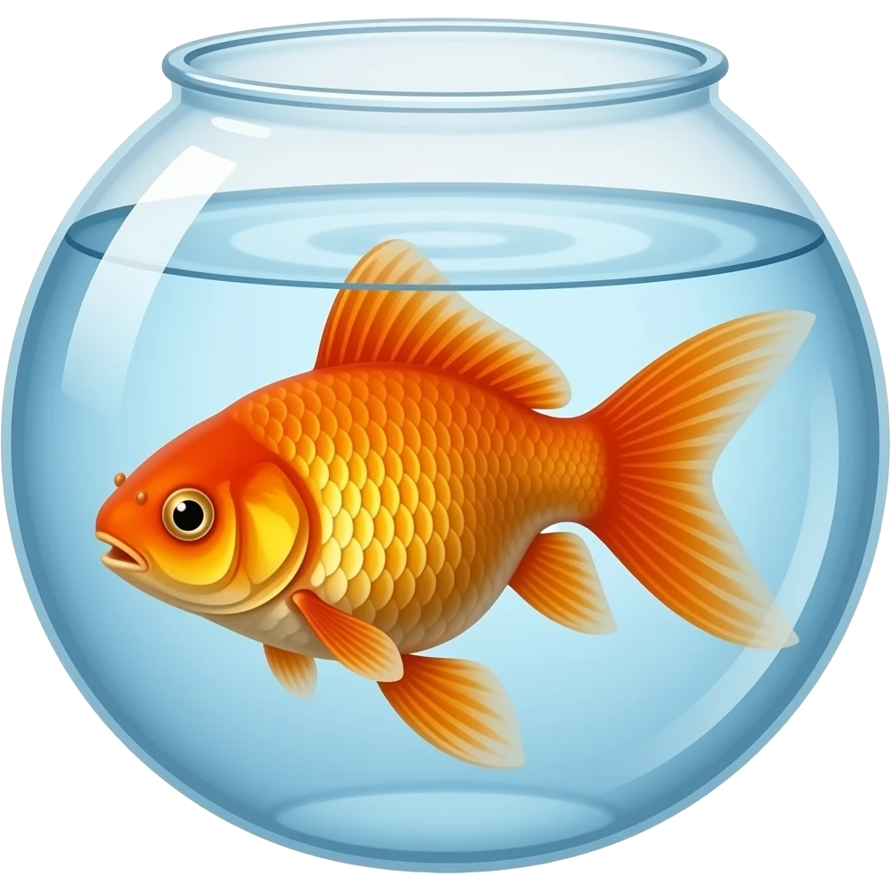 toony goldfish in an aquarium, simple and toon, simpler, just the fish in aquarium, clean aquarium emoji