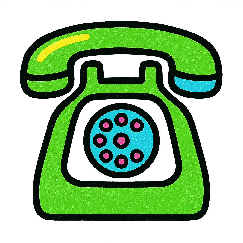 A simple green and white icon of a telephone emoji