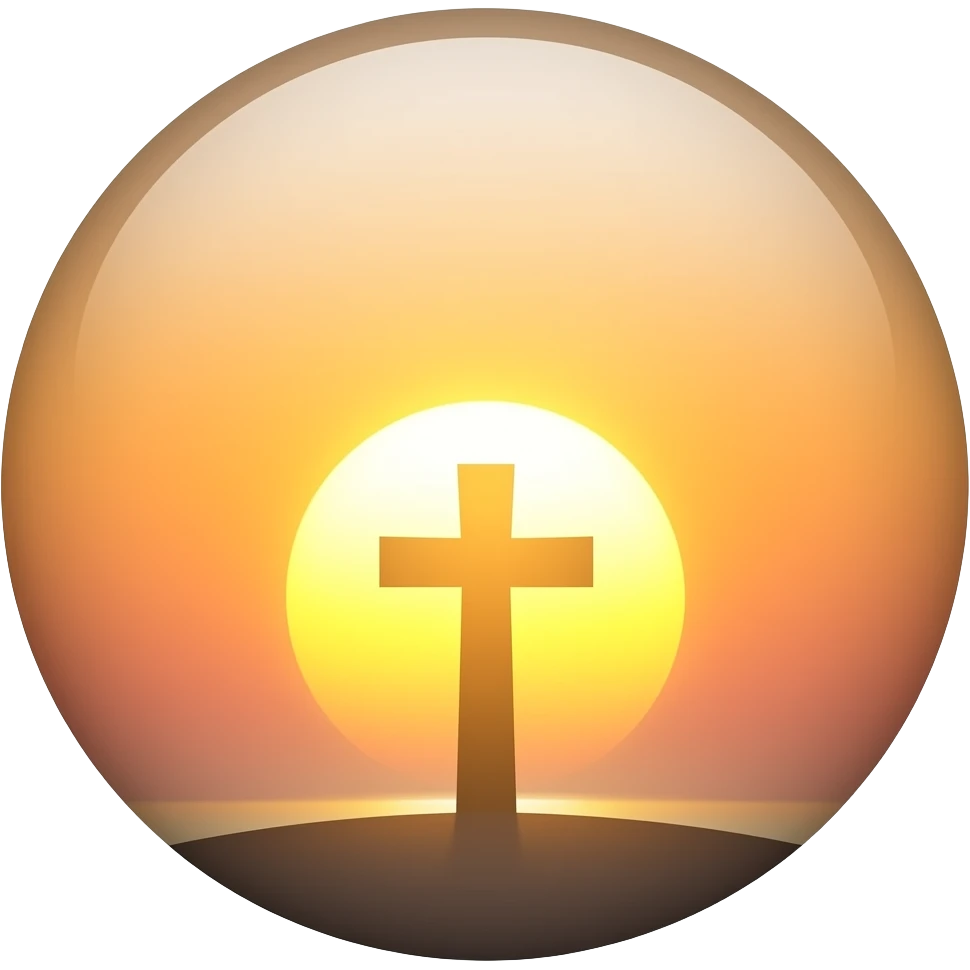 Cross with sunrise behind it emoji
