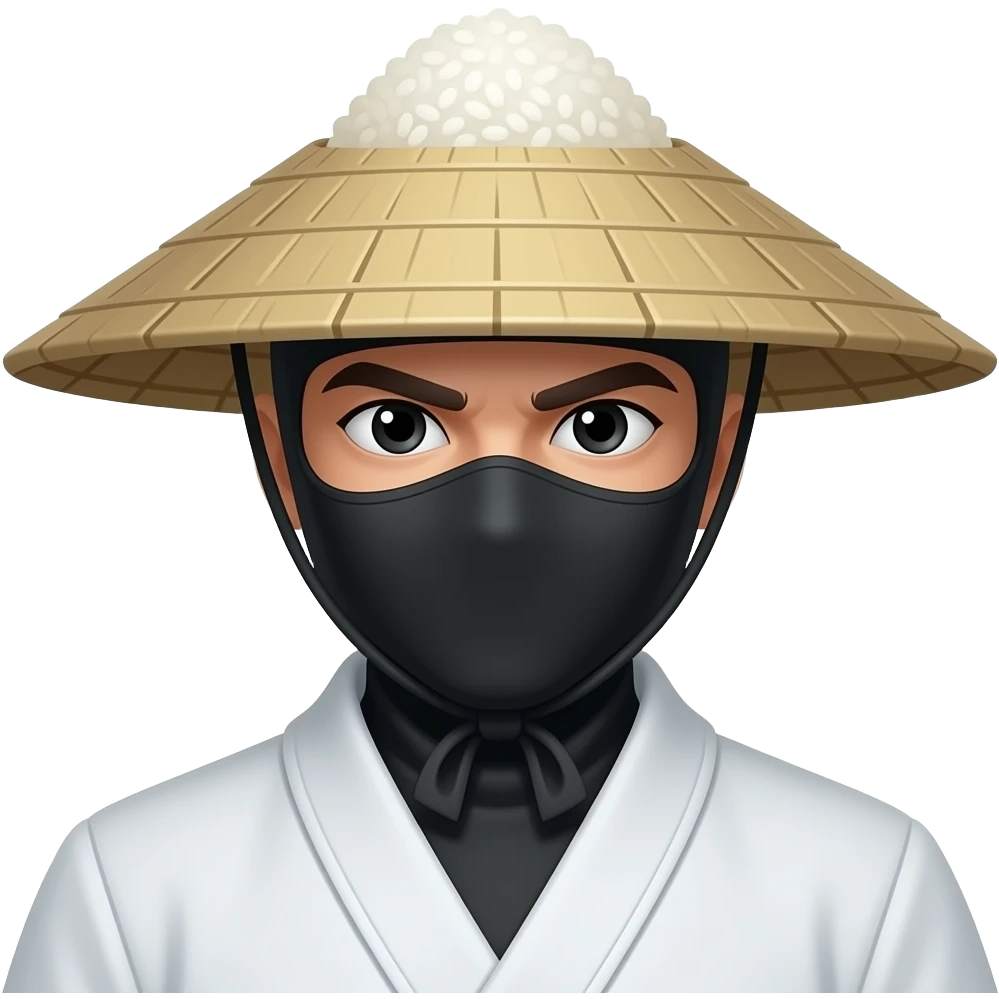 make a ninja with white jacket and rice hat with no rice on there emoji