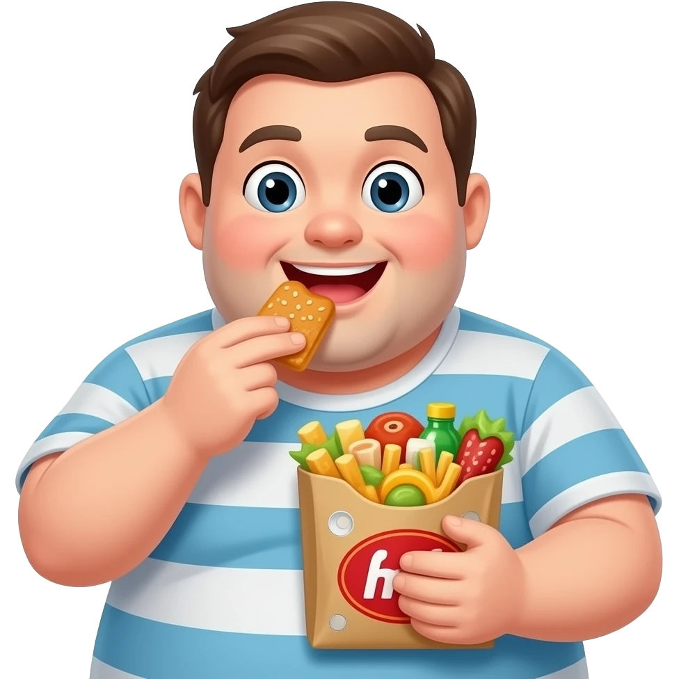 Fat and eating a lot of junk food emoji