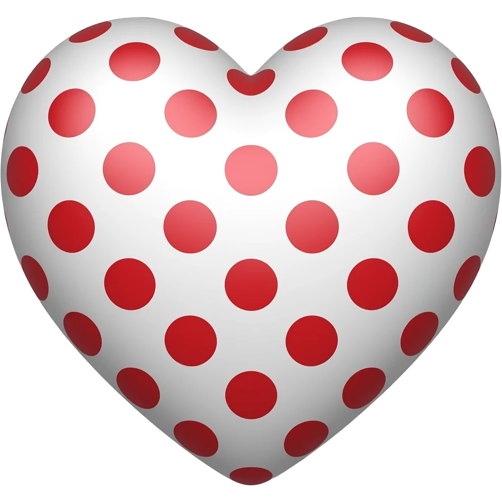 White heart with red polka dots emoji