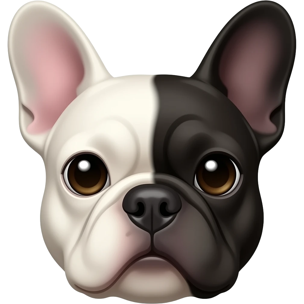 Bulldog francés mitad de cara blanca y la otra negra emoji