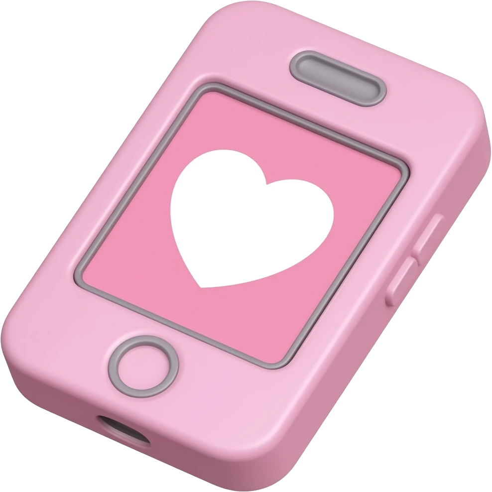 Pastel pink cell phone with white heart emoji