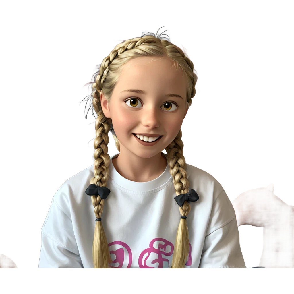 happy girl with twin braids emoji
