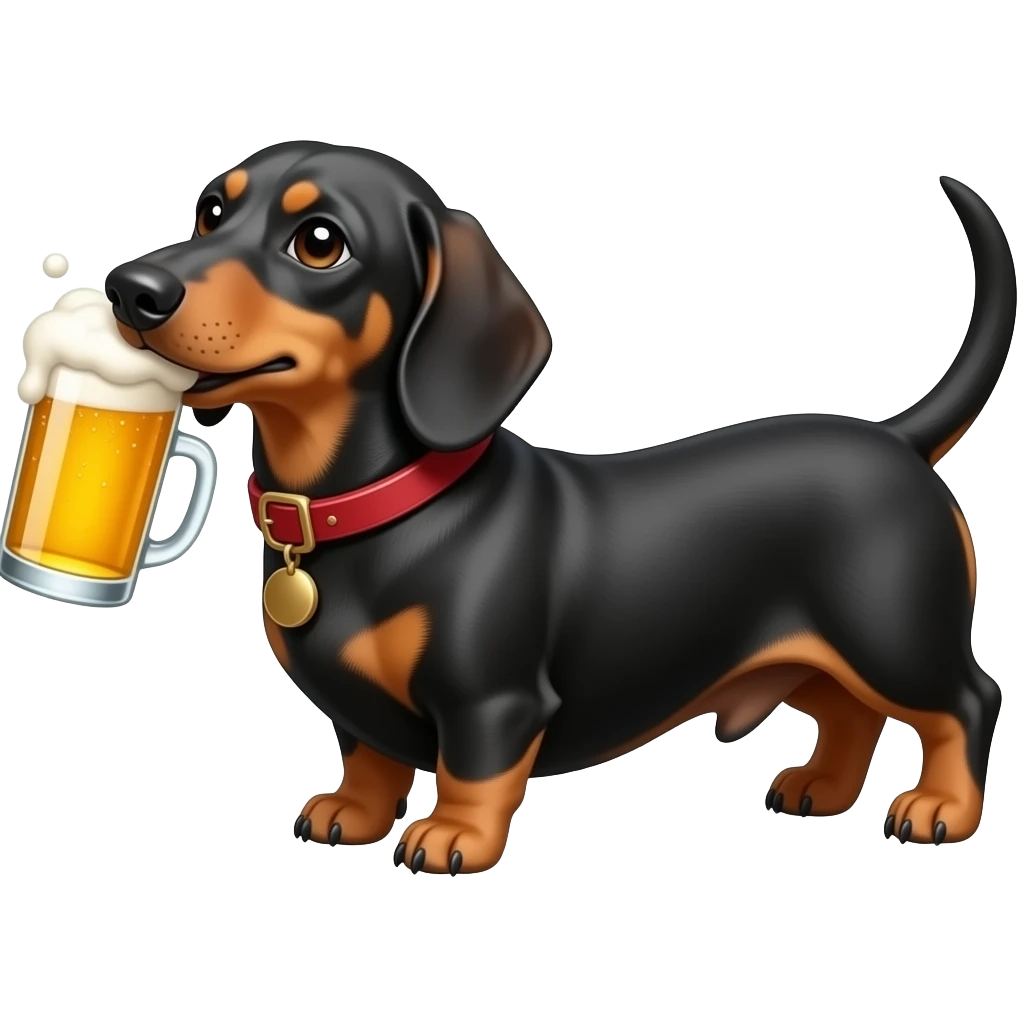 dachshund drinking beer emoji