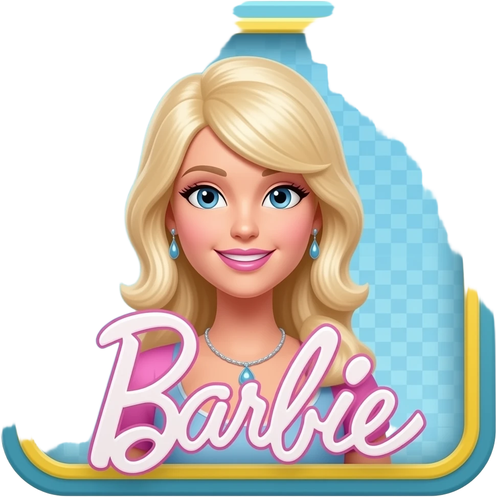 blue yellow Digital screens ads, transparent background inspired by barbie colour pallete emoji