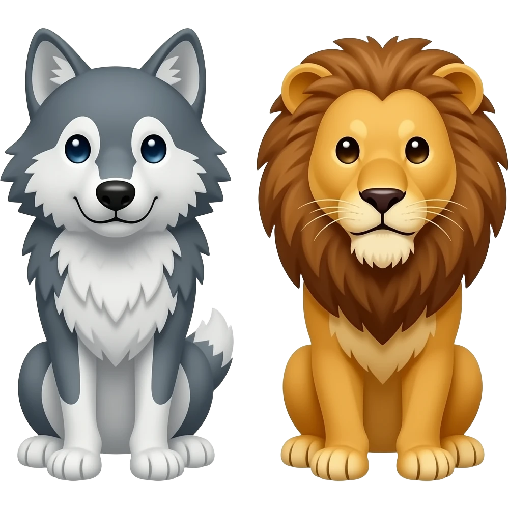 lobo animal da in beso a ina leona emoji