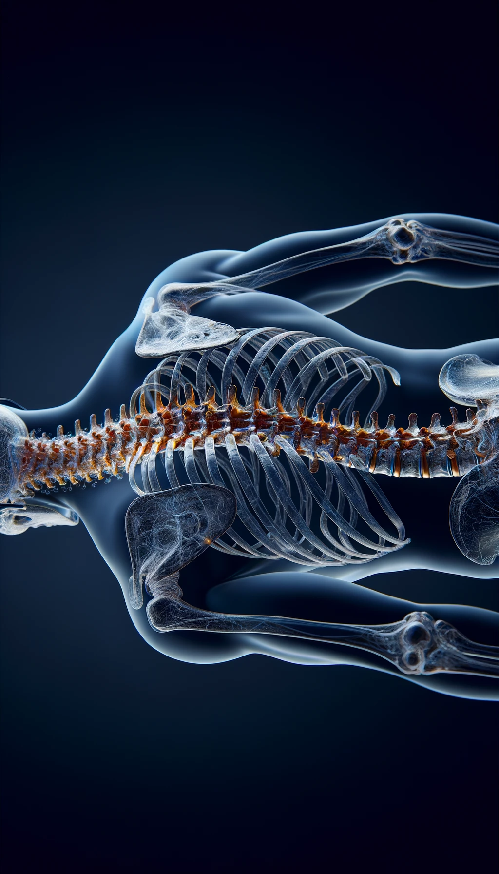 corpo umano anatomico di spalle con spina dorsale storta, dolore alla schiena e spina dorsale anatomica realistica, iperrealistico 4k emoji