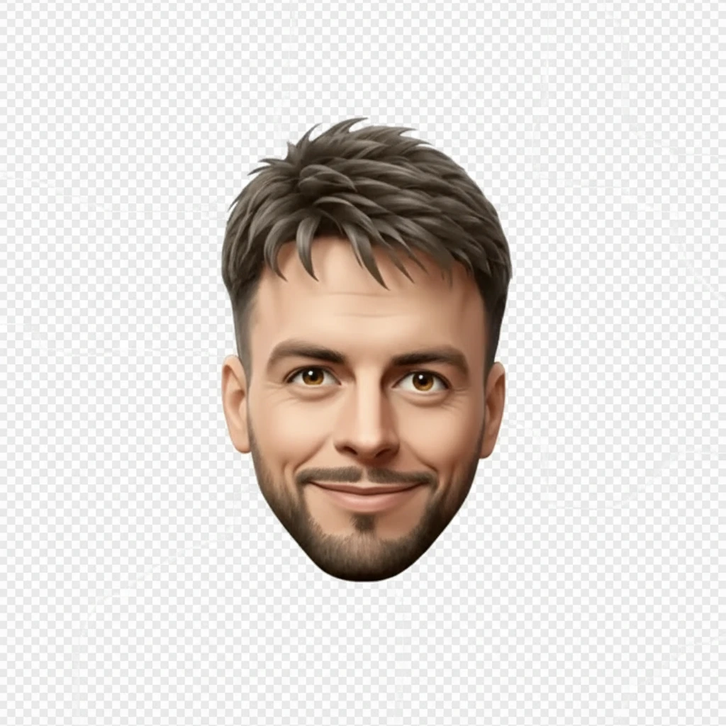 нарисуй этого человека со счастливым, отдохнувшим расслабленным лицом  без фона emoji