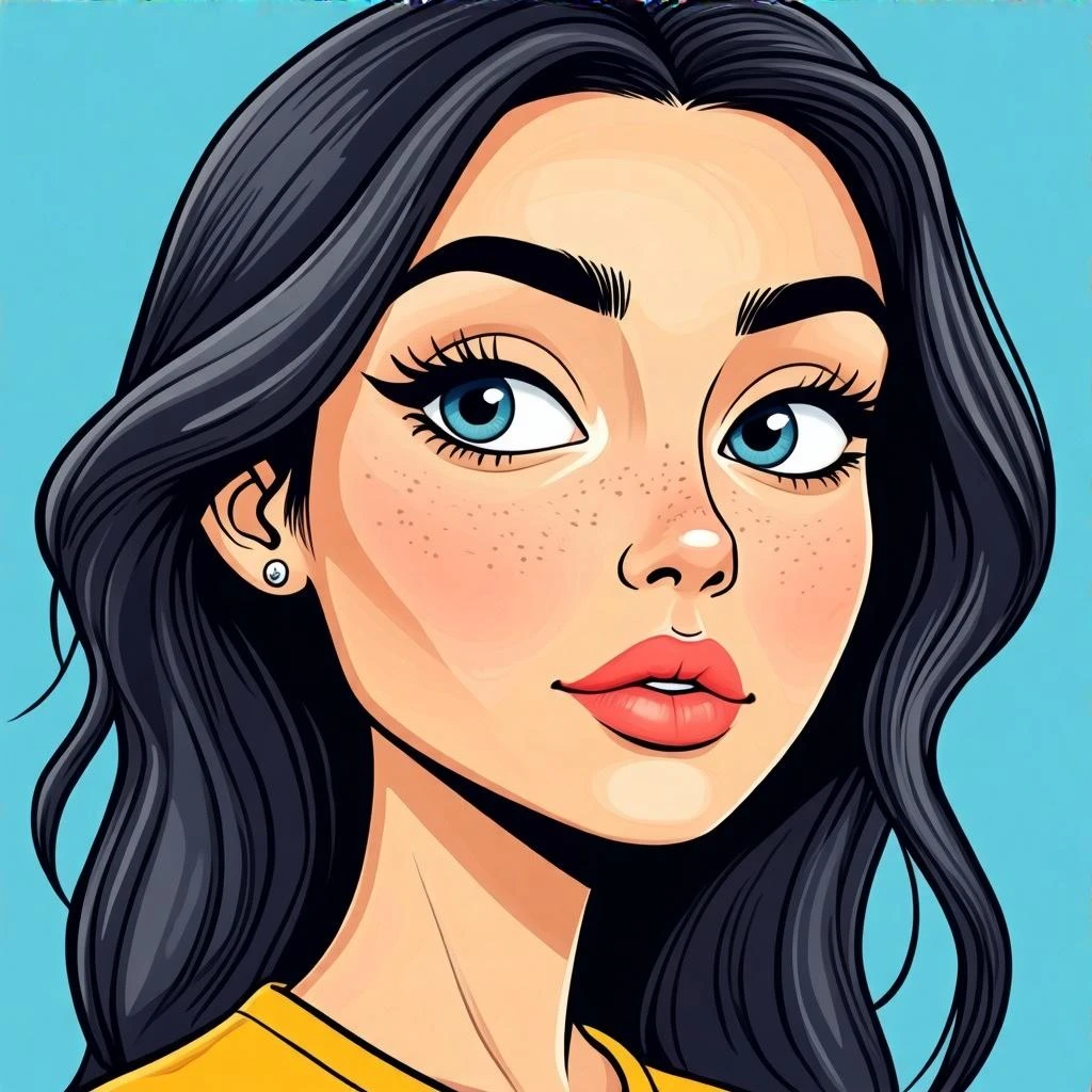a womanwith very thin eyebrows (cartoon colourful style) emoji