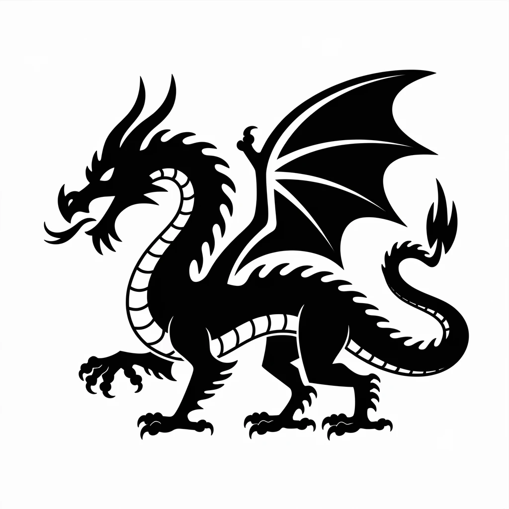 Dragon icon black silhouette emoji