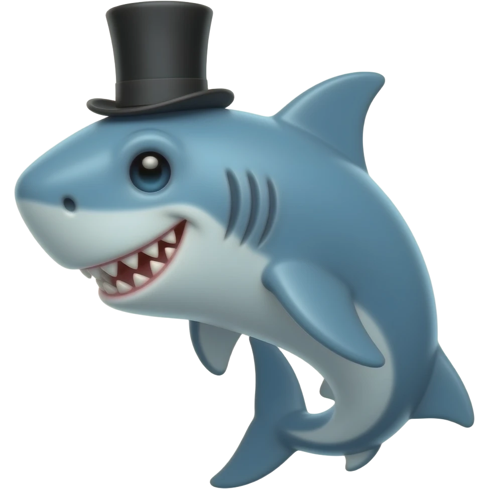 Shark with a top hat emoji