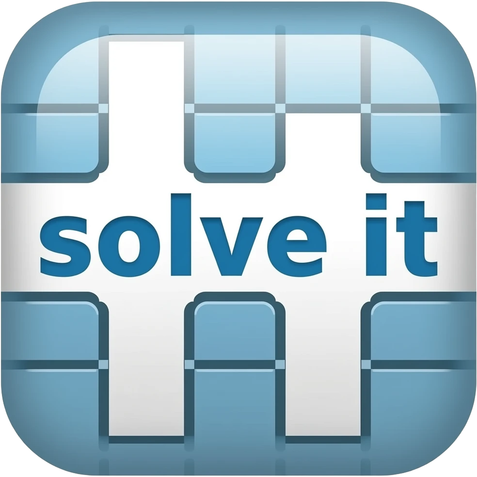 give me a mobile game app logo for crossword puzzle game, selected word can be "solve it" emoji