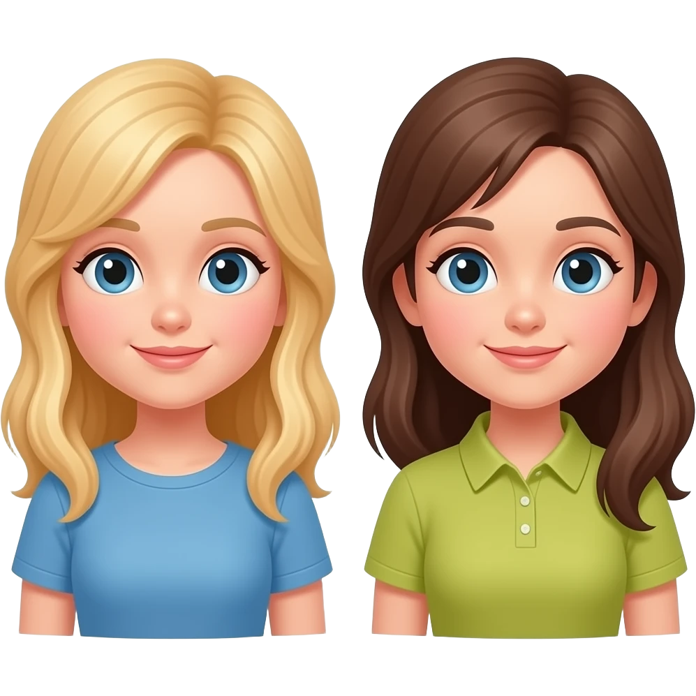 Give me 3 emoji's. First snowflake, second: 2 girls, 1 blond, 1 brown hair and last a simpel snowman emoji