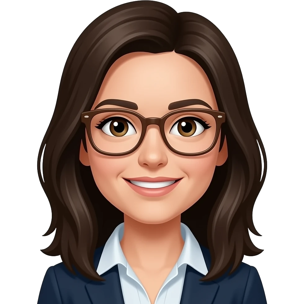 sereyna levrat la meme mais avec des lunettes marrons et les cheuveu plus long et foncé emoji