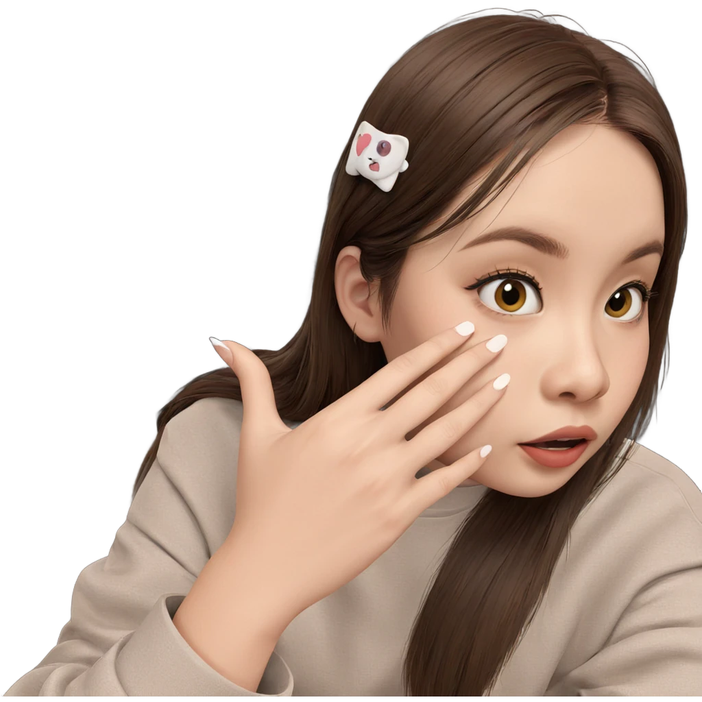 girl with brown hair gaze emoji