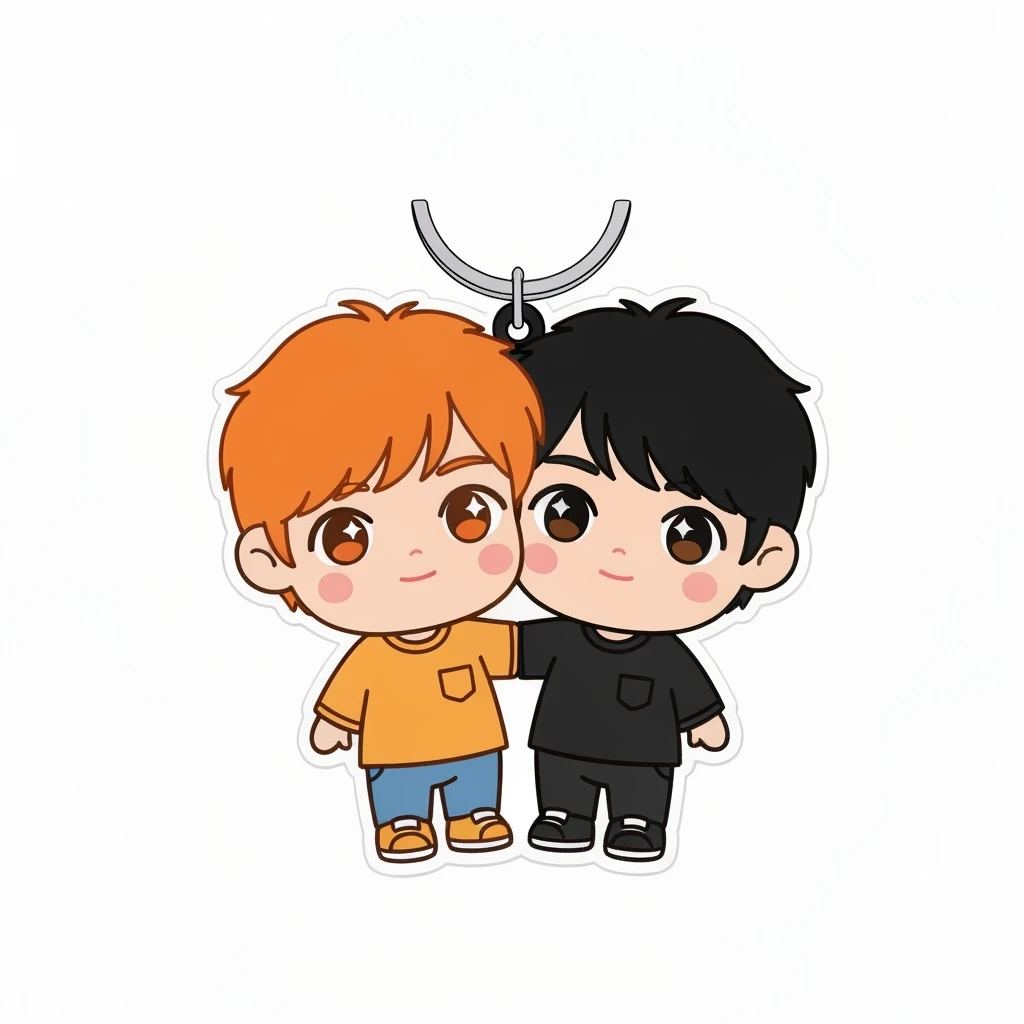 kpop friendship mascot keychain, cute, expressive, minimal emoji