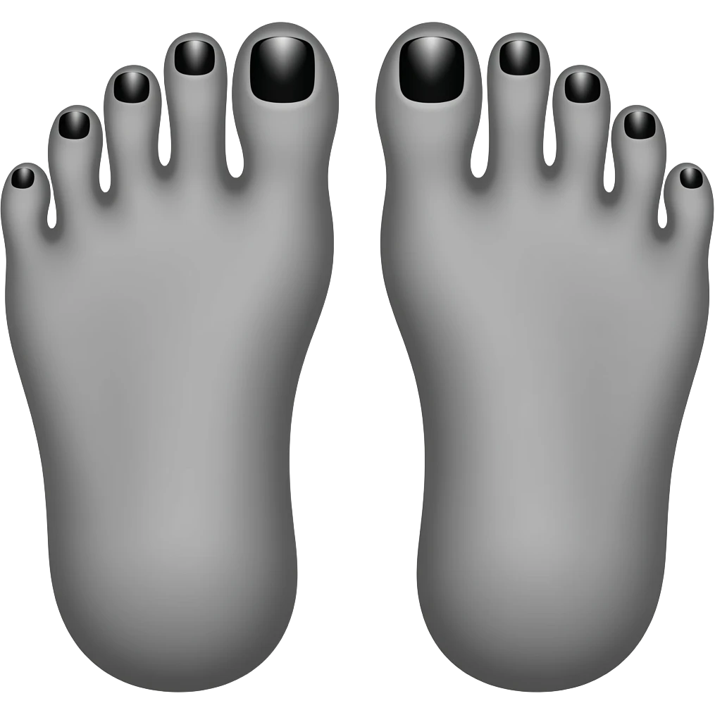 Gray feet with black toenails emoji