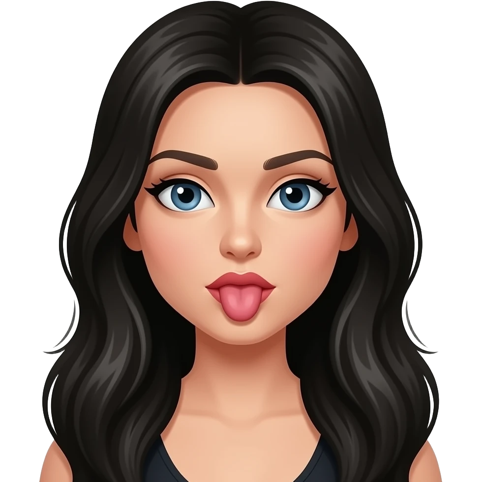 Long Black hair woman blowjob emoji