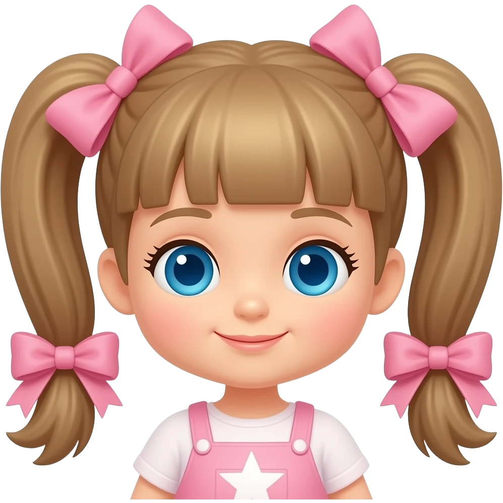 Moños rosado y muñeca emoji