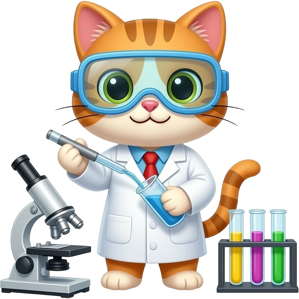 I want to generate a cute cat that is a chemist in a lab emoji