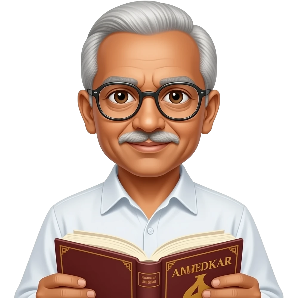 Dr Babasaheb Ambedkar with a book in hands and looking young emoji