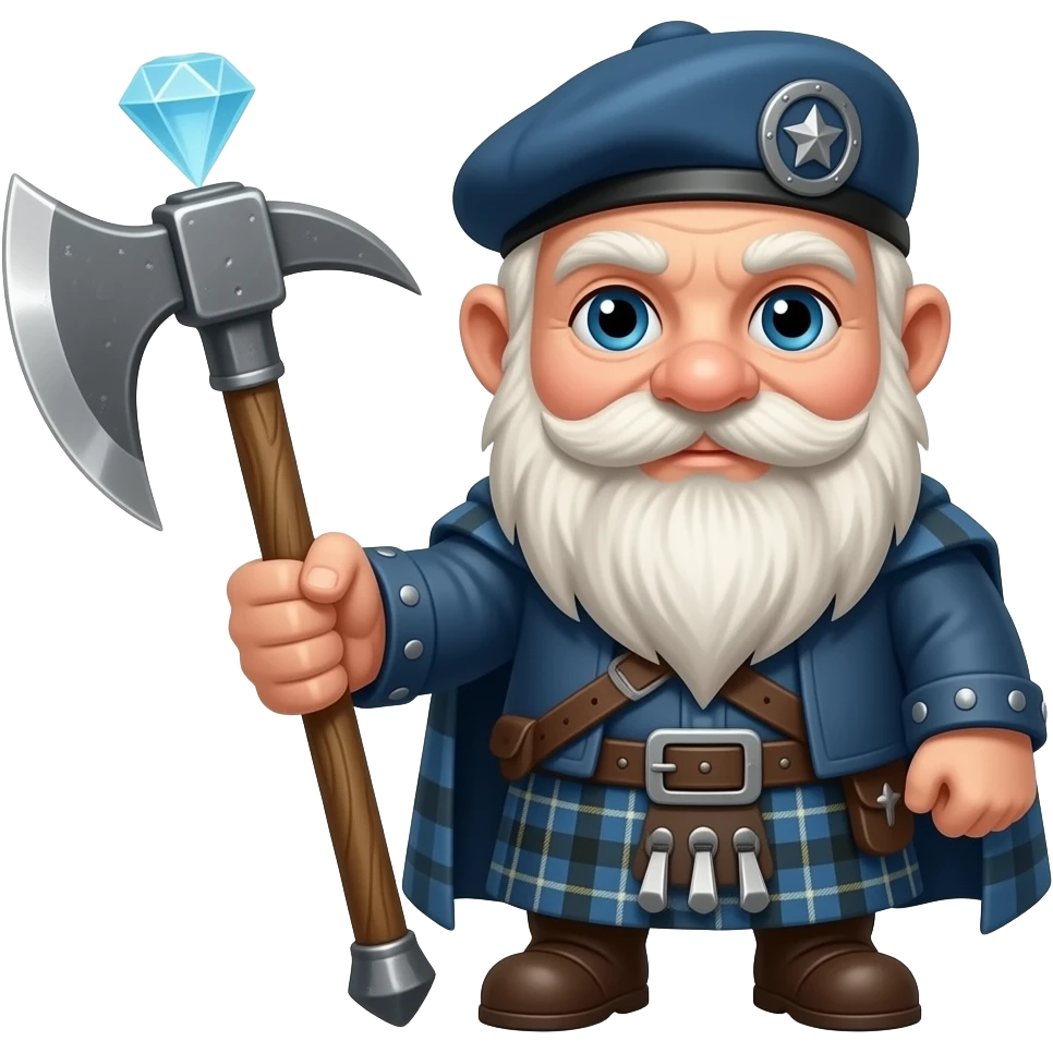 8bit Blocky art style Scottish dwarf with a diamond pickaxe emoji